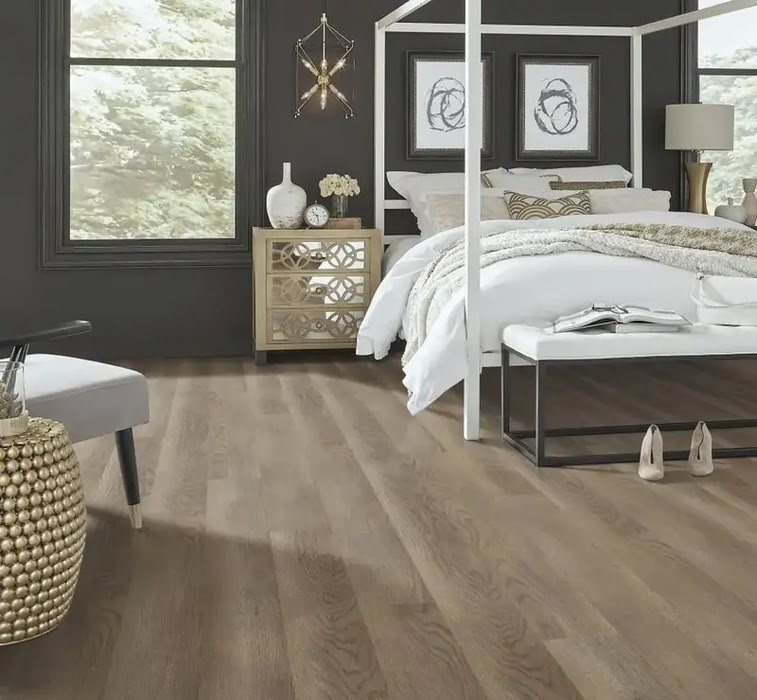Bedroom with vinyl plank flooring 