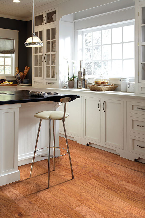 cork floors in kitchen with island